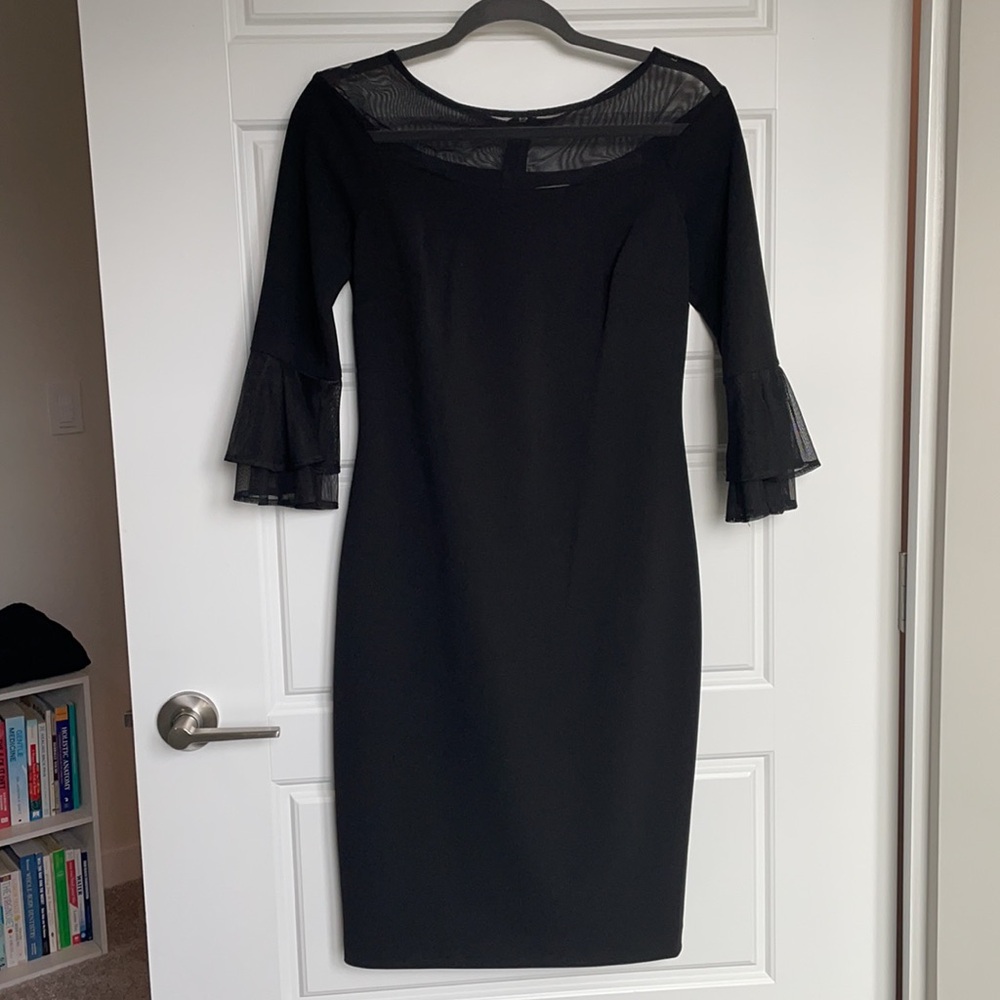 Calvin Klein mesh detail black dress